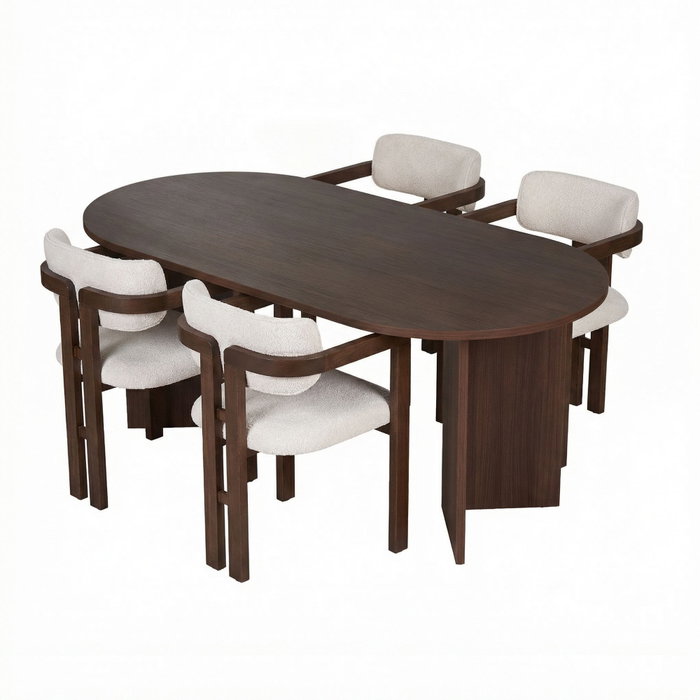 Nordure Meridia 4 Juego de Comedor de 5 Piezas - Nogal Milano, Nogal Oscuro, Blanco